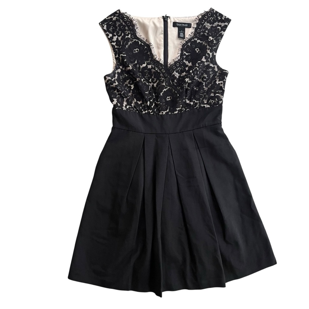 White House Black Market Women’s 2 Black Lace Pleated Fit & Flare Cocktail Dress